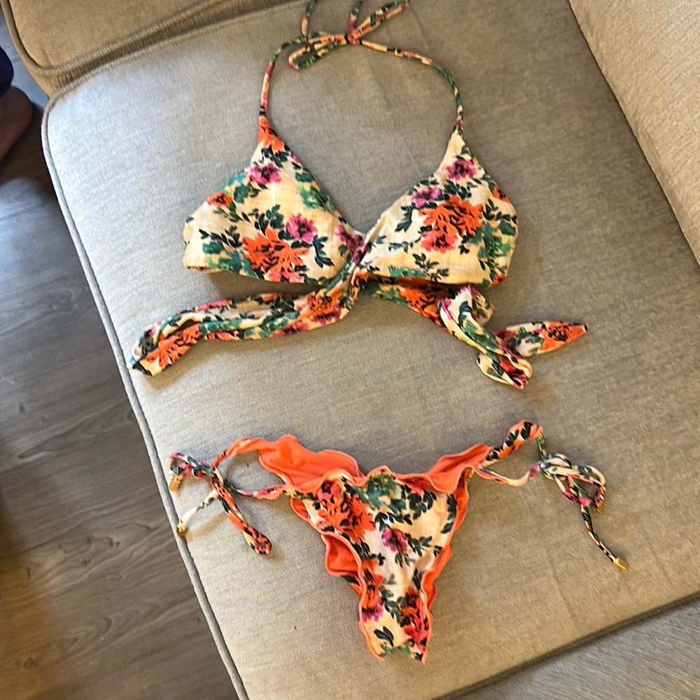 Vix Charlotte Orange Floral Bikini
